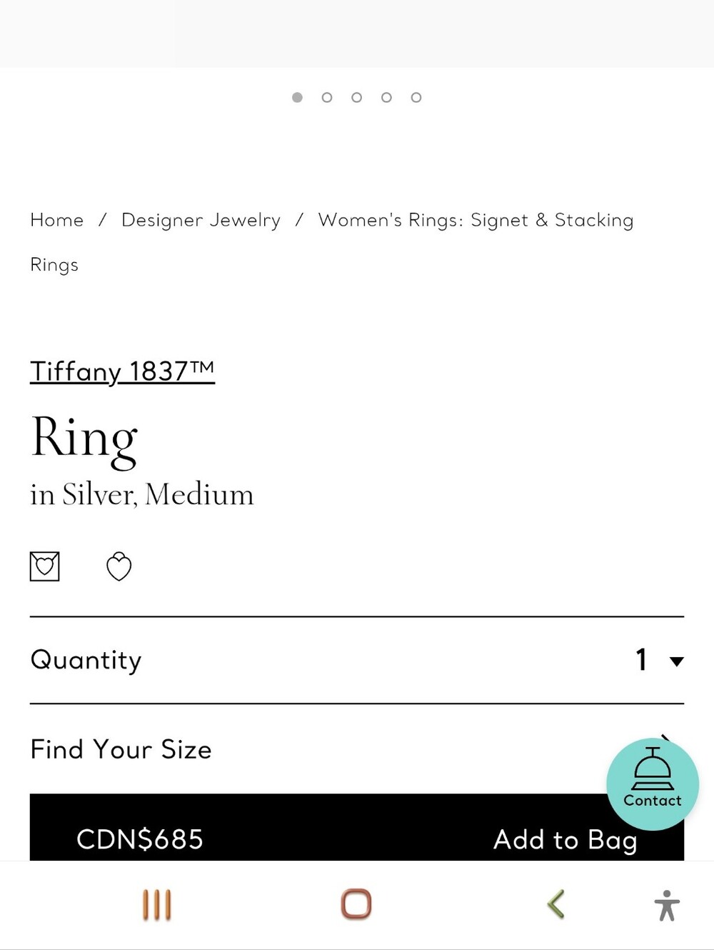 Tiffany 1837 Wide Band Sterlibg Silver Ring - Picture 7 of 7